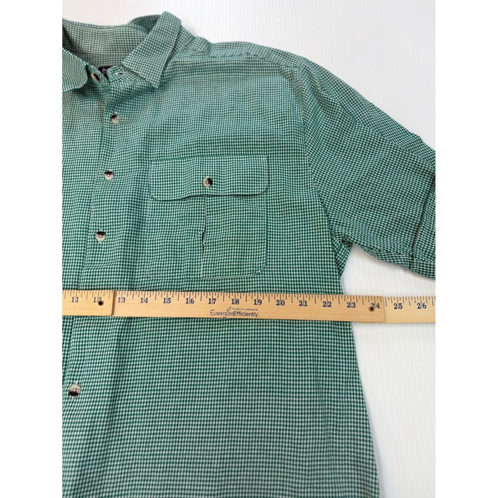 John Blair Button Down Shirt Green Houndstooth‎ Short Sleeve Workwear Mens XL - Picture 7 of 8